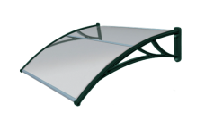 Козырек Krovent из поликарбоната 1200х930х280 прозрачный (зеленый кронштейн)