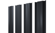 Штакетник М-образный B с прямым резом Grand Line 0,45 Drap ТХ RAL 7024 мокрый асфальт