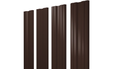 Штакетник Твин с прямым резом Grand Line 0,4 PE матовый двухсторонний RAL 8017 шоколад