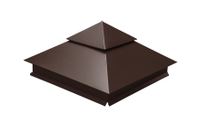 Колпак на столб двойной 390х390мм 0,45 Drap с пленкой RAL 8017 шоколад