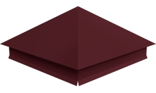 Колпак на столб 390х390мм с отливом 0,5 Satin с пленкой RAL 3005 красное вино